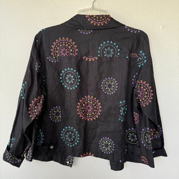 Alexandra Bartlett LINEN Black Embroidered Jacket size 2X - Picture 9 of 12